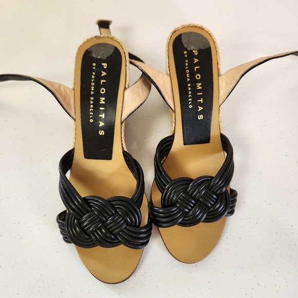 Palomitas by Paloma Barcelo Black Knot Sandals Shoes Wedge Heels Open Toe 36 6 - Picture 11 of 13